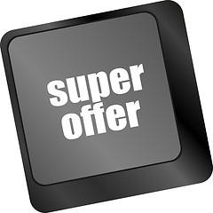 Image showing Super offer text on laptop computer keyboard