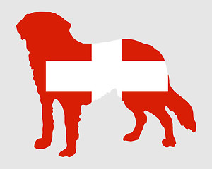 Image showing Flag of Switzerland with Saint Bernard