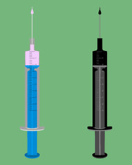 Image showing Illustration of two filled injections on green background