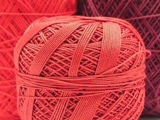 Image showing Red balls of wool  in a close-up view