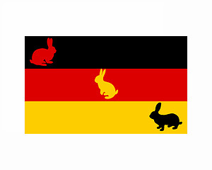 Image showing Flag of Germany with easter bunnys