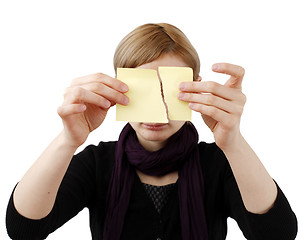 Image showing Woman and post it