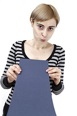 Image showing Woman holding a paper