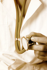 Image showing Young doctor with stethoscope.