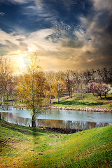 Image showing River and sunrise