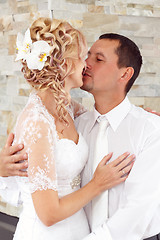 Image showing beautiful young wedding couple kissing