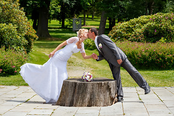 Image showing beautiful young wedding couple kissing