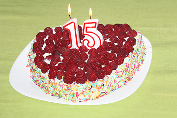 Image showing Birthday raspberry cake 