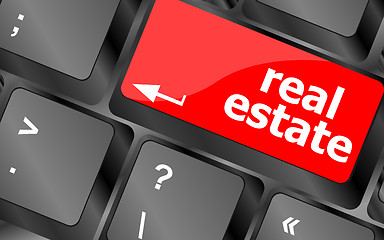 Image showing Real Estate concept. hot key on computer keyboard with Real Estate words