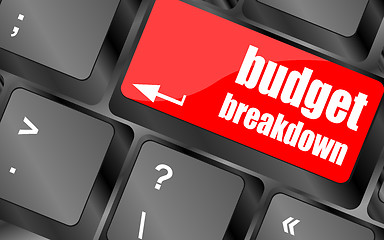 Image showing budget breakdown words on computer pc keyboard