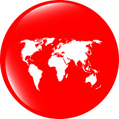 Image showing Globe icon, earth world map on web button