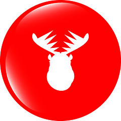 Image showing Deer head on web icon button isolated on white
