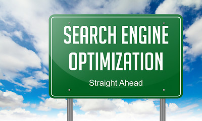 Image showing Search Engine Optimization on Highway Signpost.