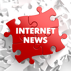 Image showing Internet News on Red Puzzle.