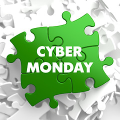 Image showing Cyber Monday on Green Puzzle.