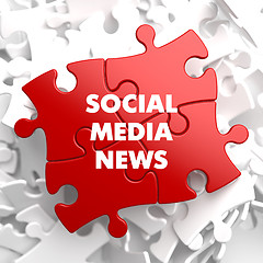 Image showing Social Media News on Red Puzzle.