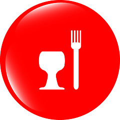 Image showing Eat sign icon. Cutlery symbol. Fork and wineglass. Modern UI website button