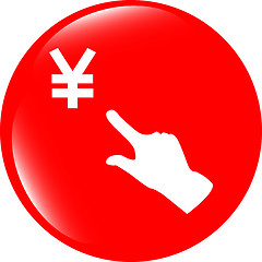 Image showing Yen currency symbol and people hand web button icon