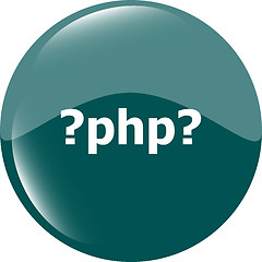 Image showing PHP sign icon. Programming language symbol. Circles buttons