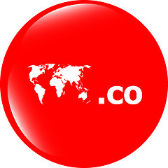 Image showing Domain CO sign icon. Top-level internet domain symbol with world map