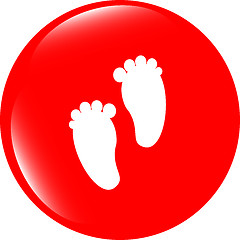 Image showing footprint circle glossy web icon on white background