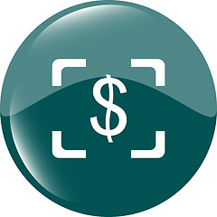 Image showing Currency exchange sign icon. Currency converter symbol. Money label. shiny button. Modern UI website button