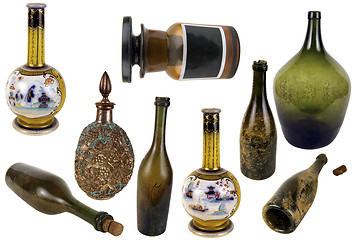 Image showing Antiquarian glass bottle 