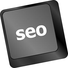 Image showing SEO button on the keyboard. Business concept