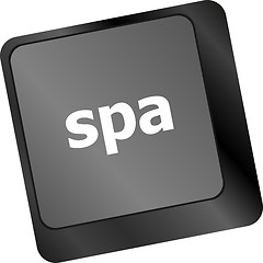 Image showing healthy lifestyle shown by spa computer button, keyboard keys