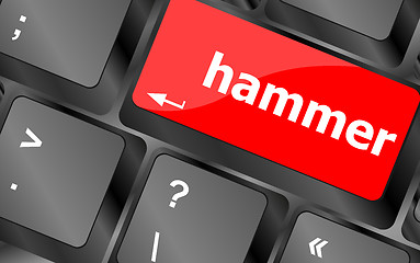 Image showing hammer word on computer pc keyboard key