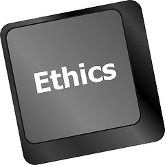 Image showing ethics concept on the modern computer keyboard key