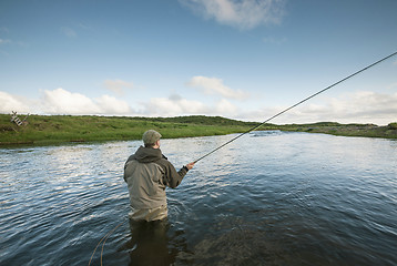 Image showing Flyfisherman casting