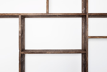 Image showing Rustic style shelves on white wall