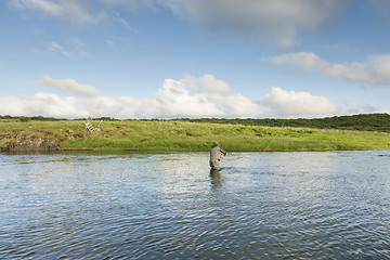 Image showing Flyfisherman casting