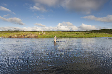 Image showing Flyfisherman casting