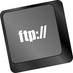 Image showing Computer keyboard with ftp key, technology background