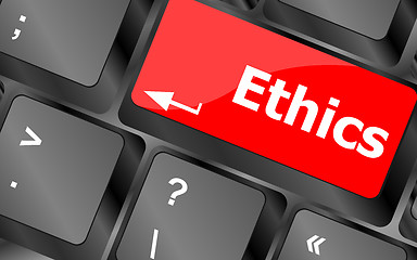 Image showing ethics concept on the modern computer keyboard key