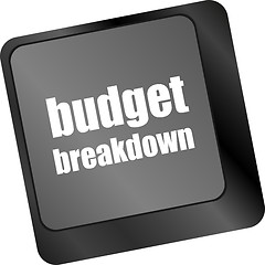Image showing budget breakdown words on computer pc keyboard
