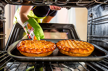 Image showing Cooking in the oven at home.