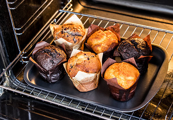 Image showing Muffins in the oven