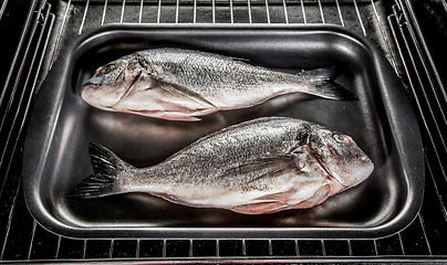 Image showing Dorado fish in the oven.