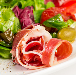 Image showing Raw bacon on a plate