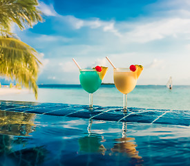 Image showing Cocktail near the swimming pool