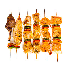 Image showing Tasty grilled meat, shish kebab