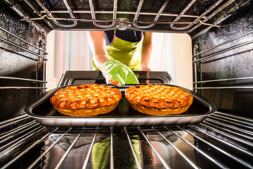 Image showing Cooking in the oven at home.