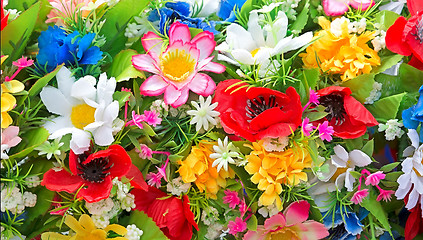 Image showing Background of artificial flowers.