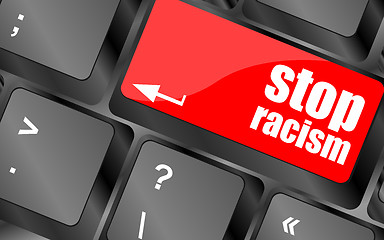 Image showing stop racism concept by keyboard keys