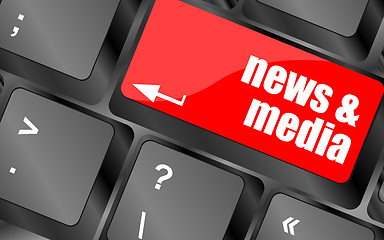 Image showing Computer keyboard with news and media key. business concept