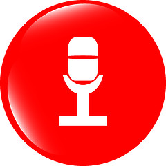 Image showing Retro microphone icon glossy button