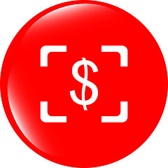 Image showing Currency exchange sign icon. Currency converter symbol. Money label. shiny button. Modern UI website button